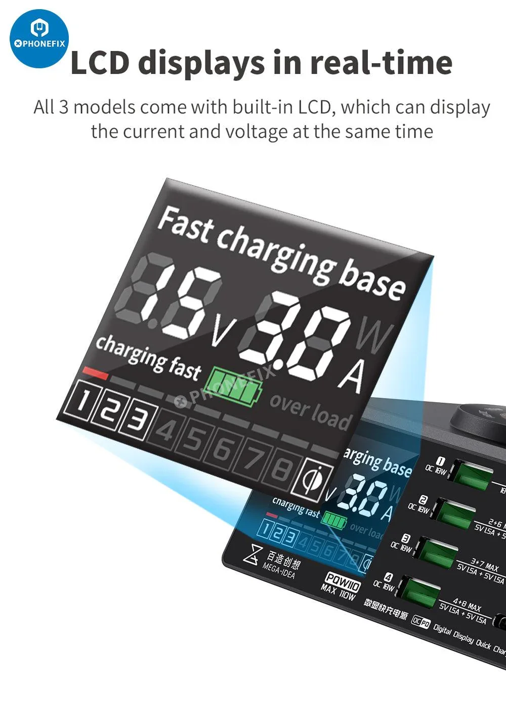 Multifunction Digits Display wireless Charging Desktop Power Supply - Image 12