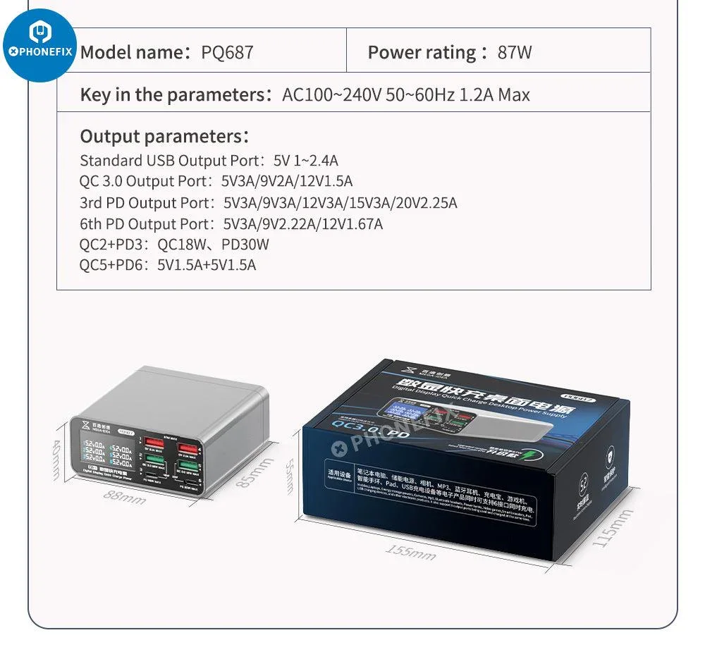 Multifunction Digits Display wireless Charging Desktop Power Supply - Image 15
