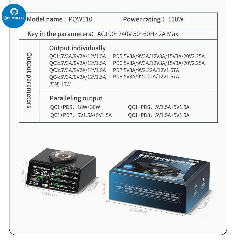 Multifunction Digits Display wireless Charging Desktop Power Supply - Image 17