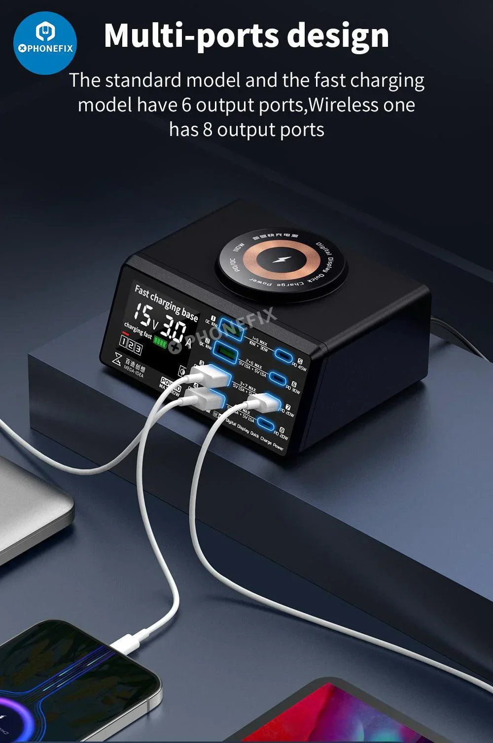 Multifunction Digits Display wireless Charging Desktop Power Supply - Image 18