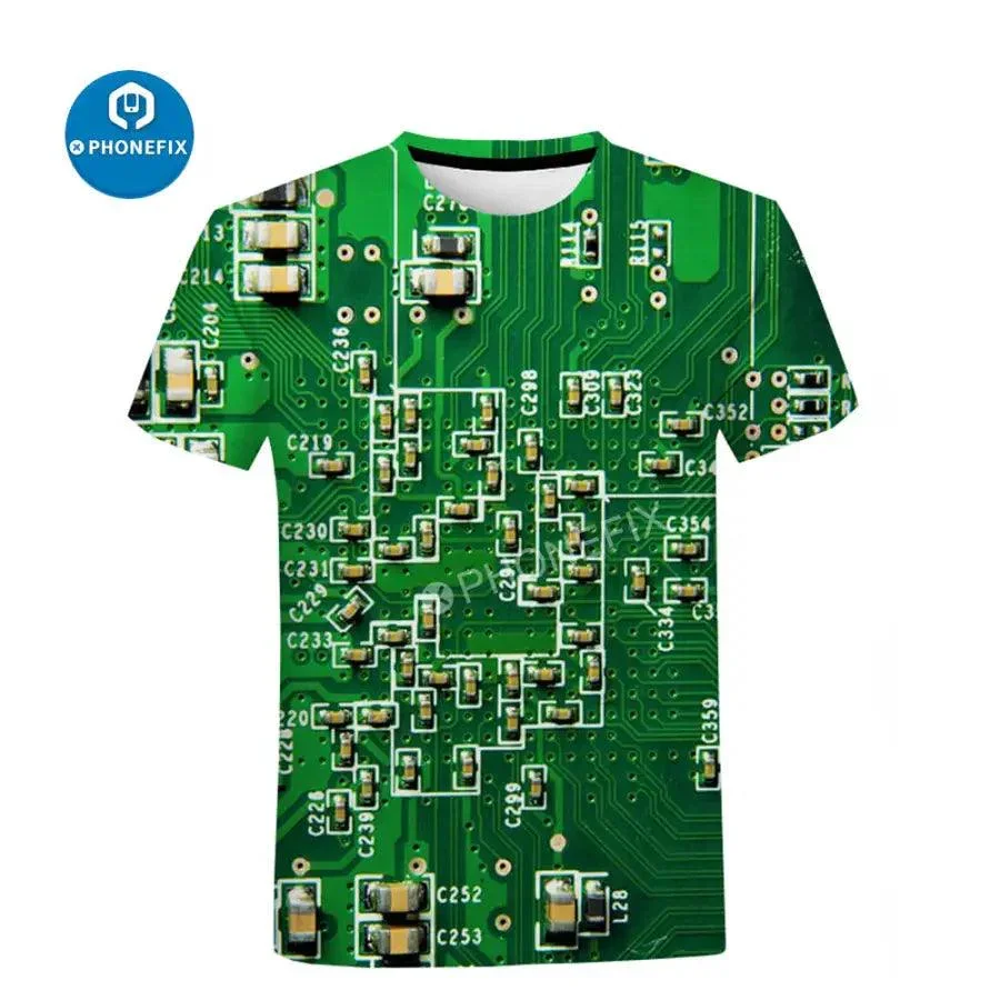 Men's Short Sleeve T-Shirt 3D Print Electronic IC Hip-hop Style - Image 3