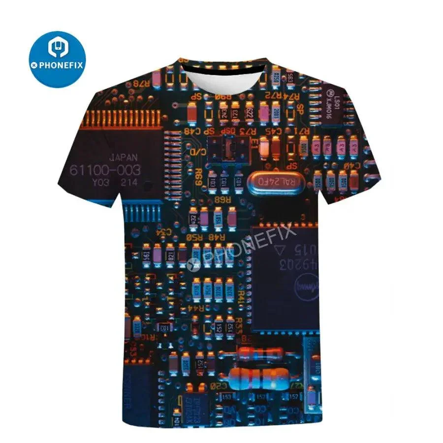 Men's Short Sleeve T-Shirt 3D Print Electronic IC Hip-hop Style - Image 4