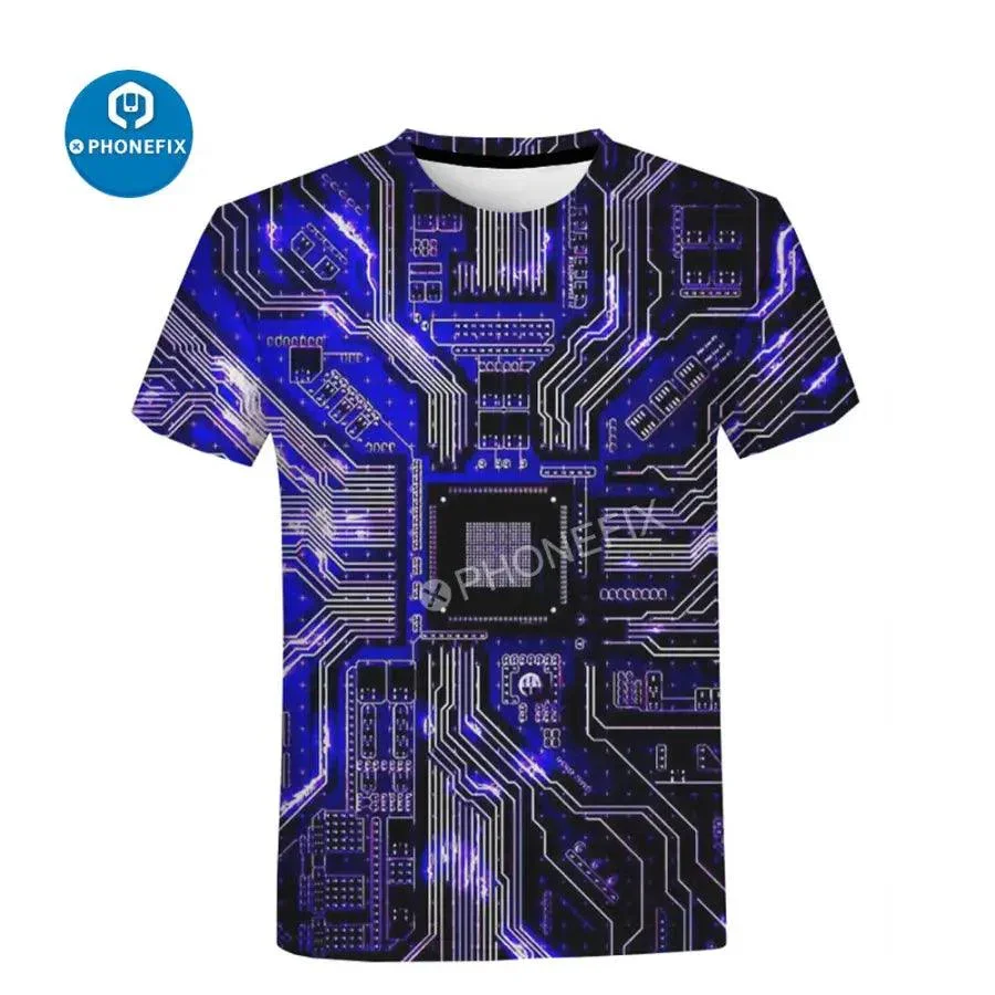 Men's Short Sleeve T-Shirt 3D Print Electronic IC Hip-hop Style - Image 5