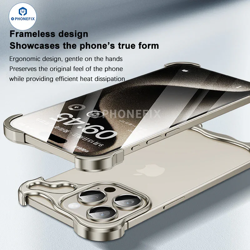 Metal Corner Pad Anti-fall Frameless Phone Case for iPhone 12-17 - Image 4