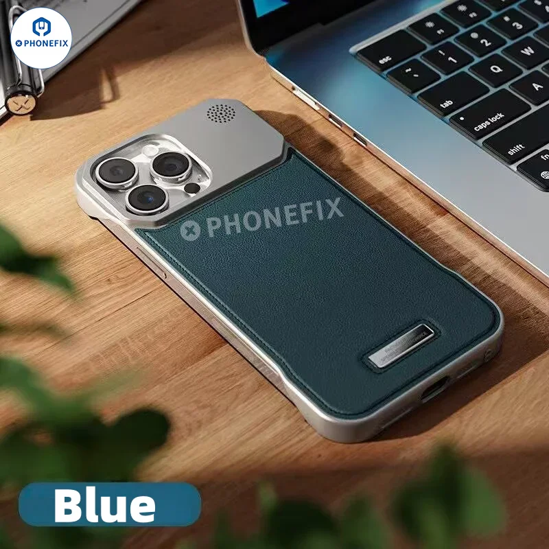 Metal Leather MagSafe Phone Case for iPhone 11–17 Pro Max - Image 4