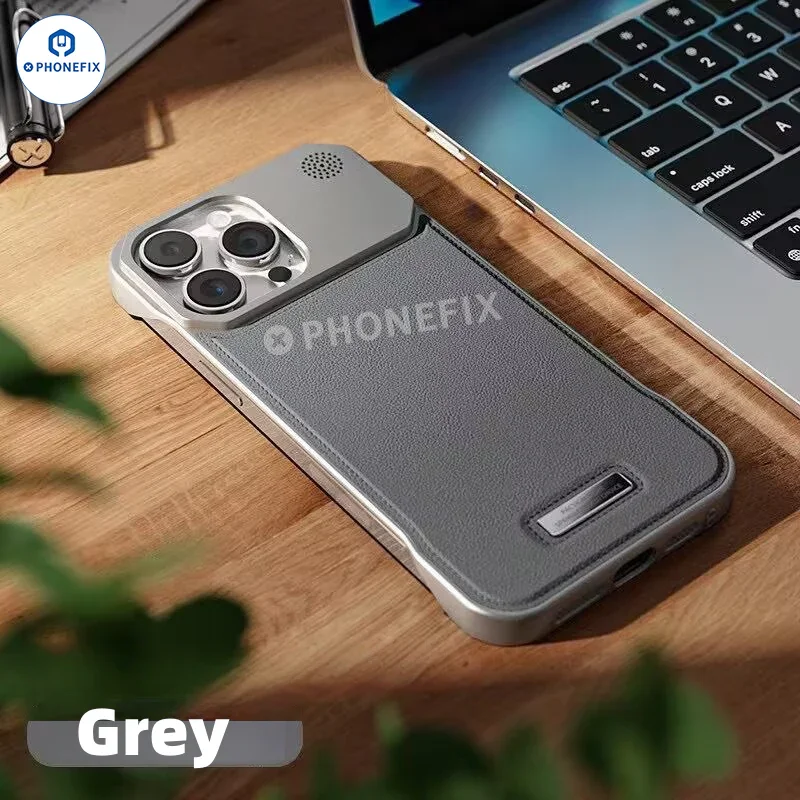 Metal Leather MagSafe Phone Case for iPhone 11–17 Pro Max - Image 5