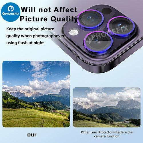 Metal Ring Tempered Glass iPhone 13-14 Series Camera Lens Protector - Image 14