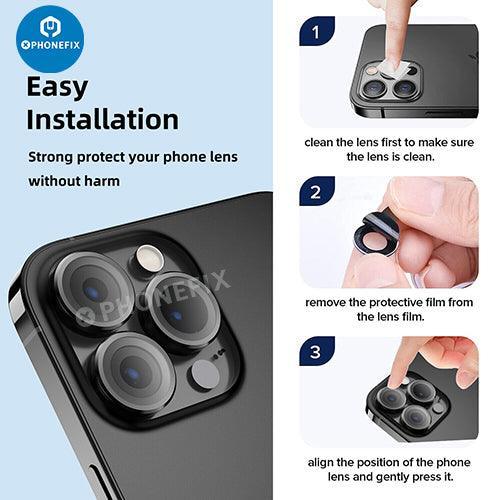 Metal Ring Tempered Glass iPhone 13-14 Series Camera Lens Protector - Image 22