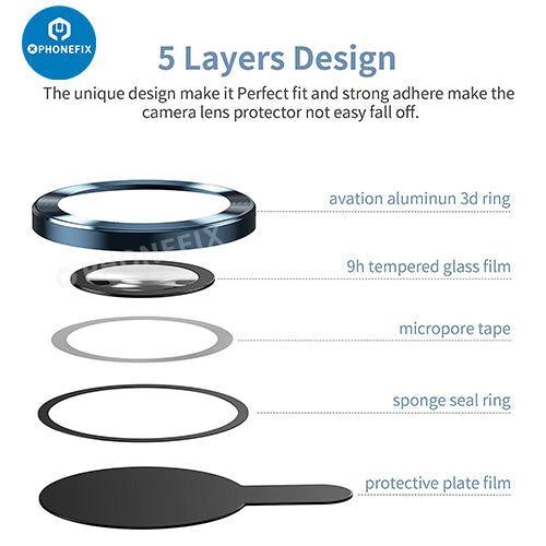 Metal Ring Tempered Glass iPhone 13-14 Series Camera Lens Protector - Image 27