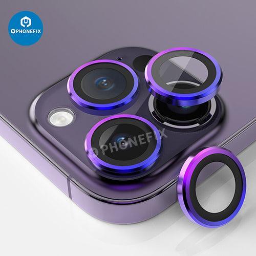 Metal Ring Tempered Glass iPhone 13-14 Series Camera Lens Protector - Image 3