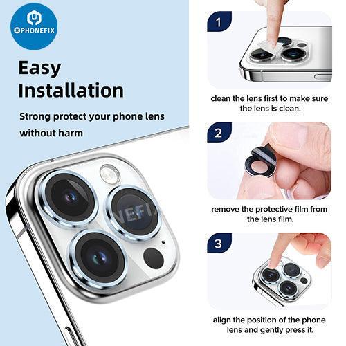 Metal Ring Tempered Glass iPhone 13-14 Series Camera Lens Protector - Image 30