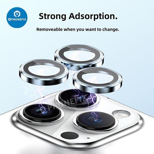 Metal Ring Tempered Glass iPhone 13-14 Series Camera Lens Protector - Image 4