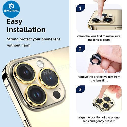 Metal Ring Tempered Glass iPhone 13-14 Series Camera Lens Protector - Image 40