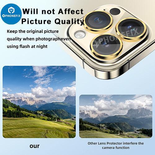 Metal Ring Tempered Glass iPhone 13-14 Series Camera Lens Protector - Image 45