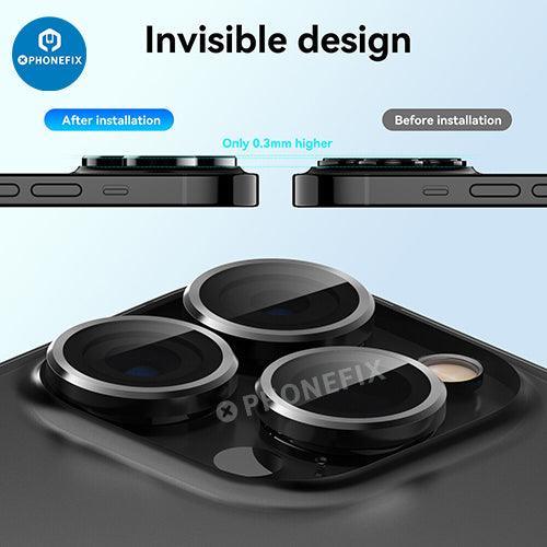 Metal Ring Tempered Glass iPhone 13-14 Series Camera Lens Protector - Image 6