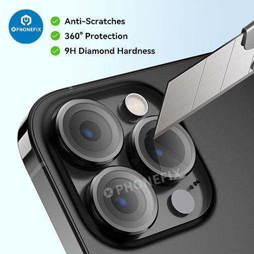 Metal Ring Tempered Glass iPhone 13-14 Series Camera Lens Protector - Image 7