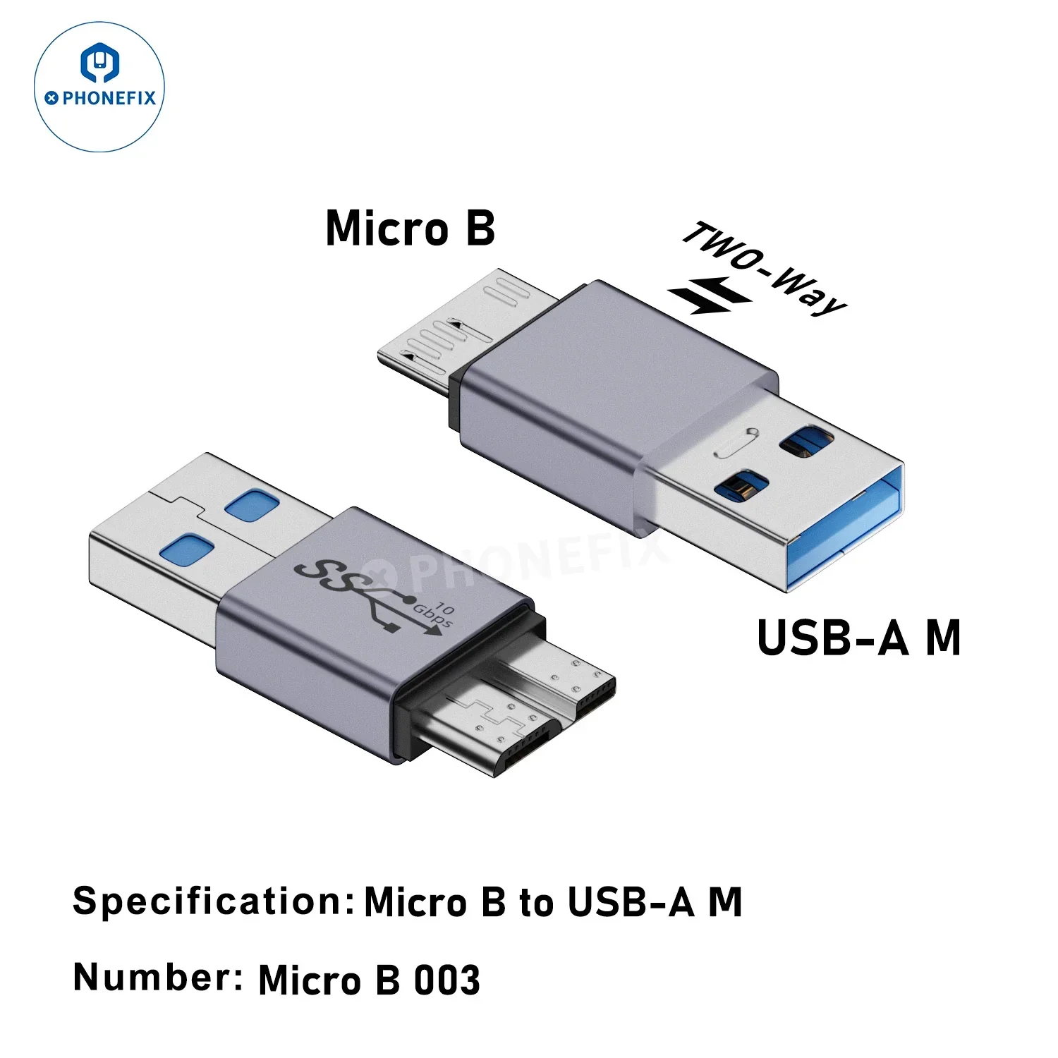 Micro B to Type-C USB-A 10Gbps Mobile Hard Drive Box Adapter - Image 3