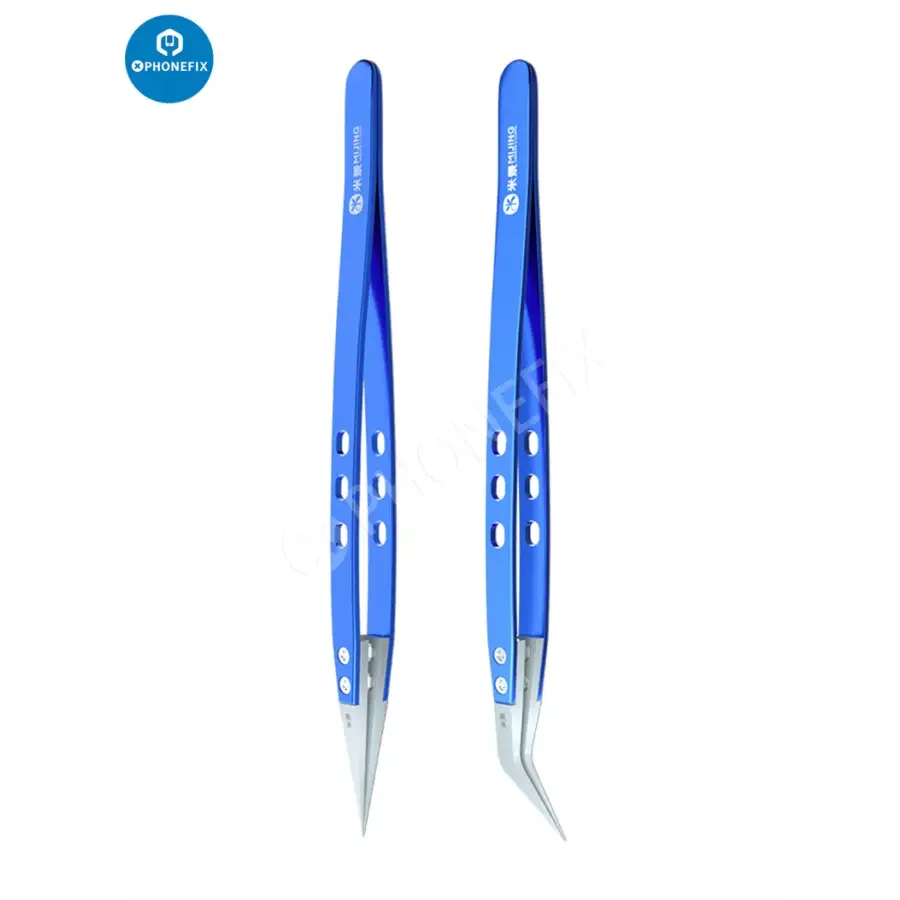 Mijing Ceramic Tweezers Stainless Steel Handle Straight Curved Tip - Image 3