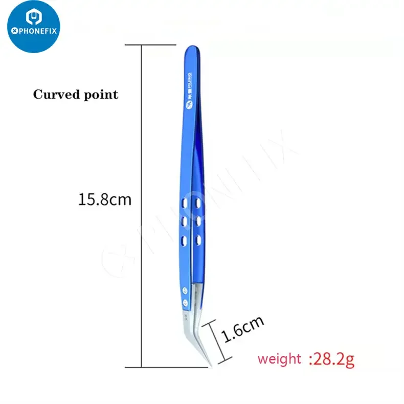 Mijing Ceramic Tweezers Stainless Steel Handle Straight Curved Tip - Image 8