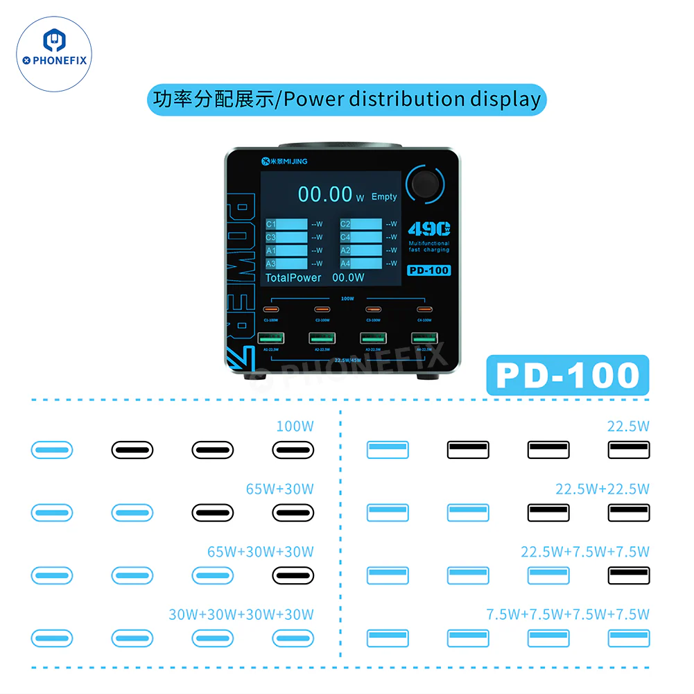 MIJING PD100 WLX-M9A Desktop Fast Charger with Wireless Charging - Image 6