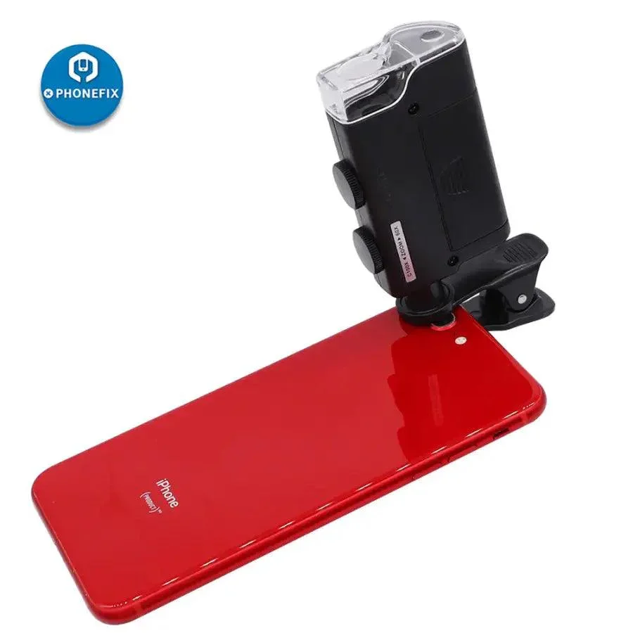 Mini Phone Clip Microscope 60X Pocket Magnifying Glass LED UV Light - Image 6