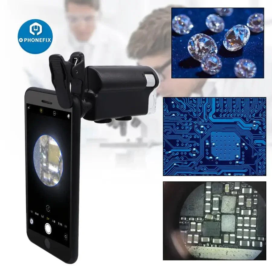 Mini Phone Clip Microscope 60X Pocket Magnifying Glass LED UV Light - Image 8