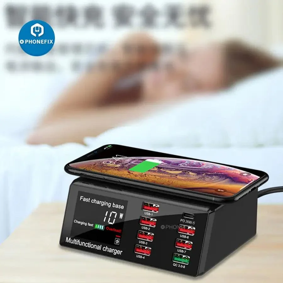 Multifunction 8 Port USB Fast Charging Station with Wireless 100W - Image 11