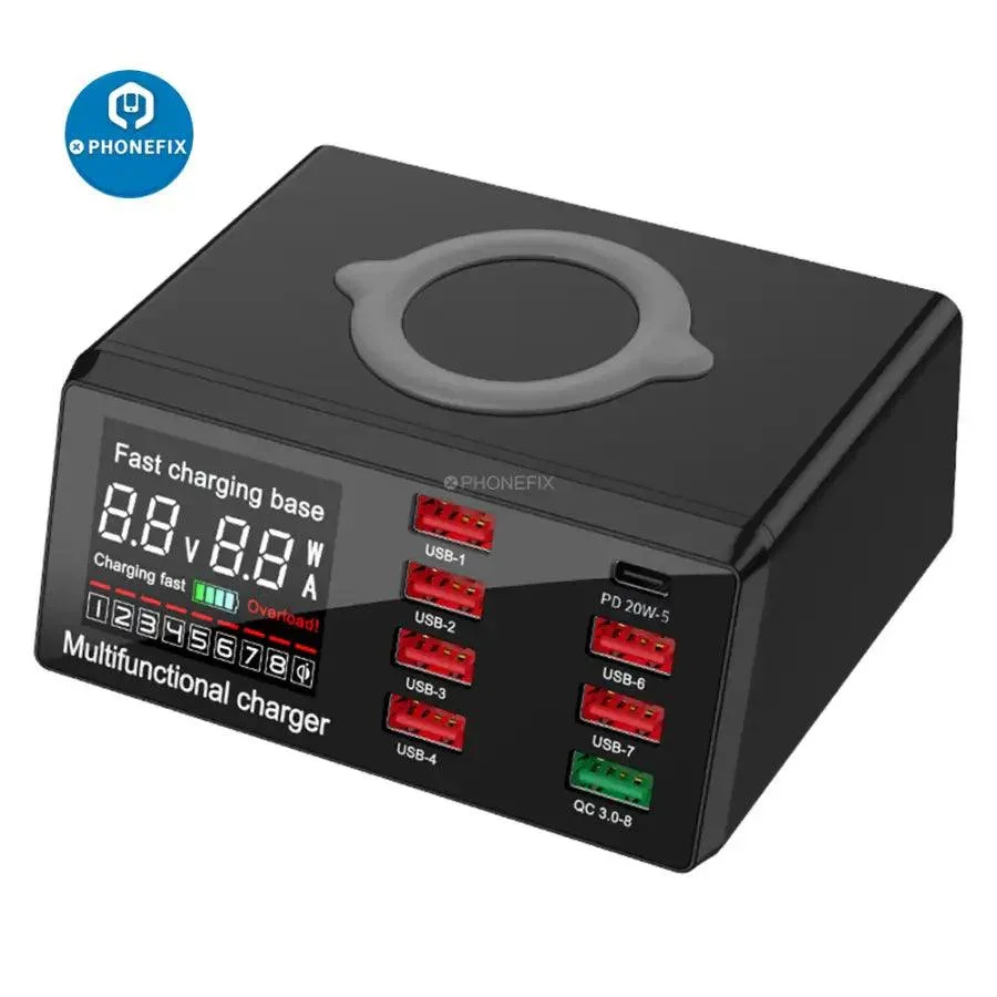 Multifunction 8 Port USB Fast Charging Station with Wireless 100W - Image 5