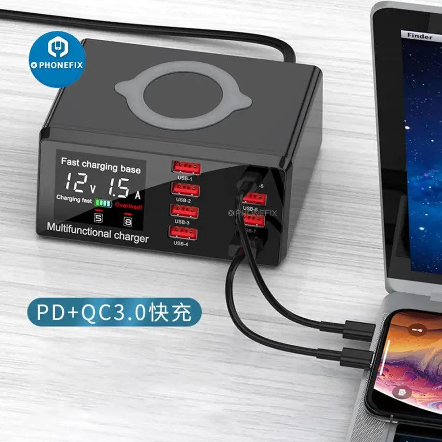 Multifunction 8 Port USB Fast Charging Station with Wireless 100W - Image 6
