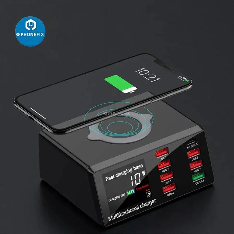 Multifunction 8 Port USB Fast Charging Station with Wireless 100W - Image 7