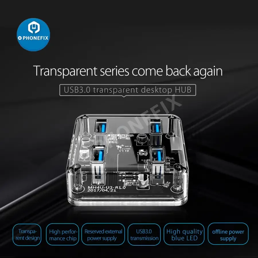 Orico MH4U-U3 4 Ports Transparent Hub USB3.0 Splitter Charging Hub - Image 7