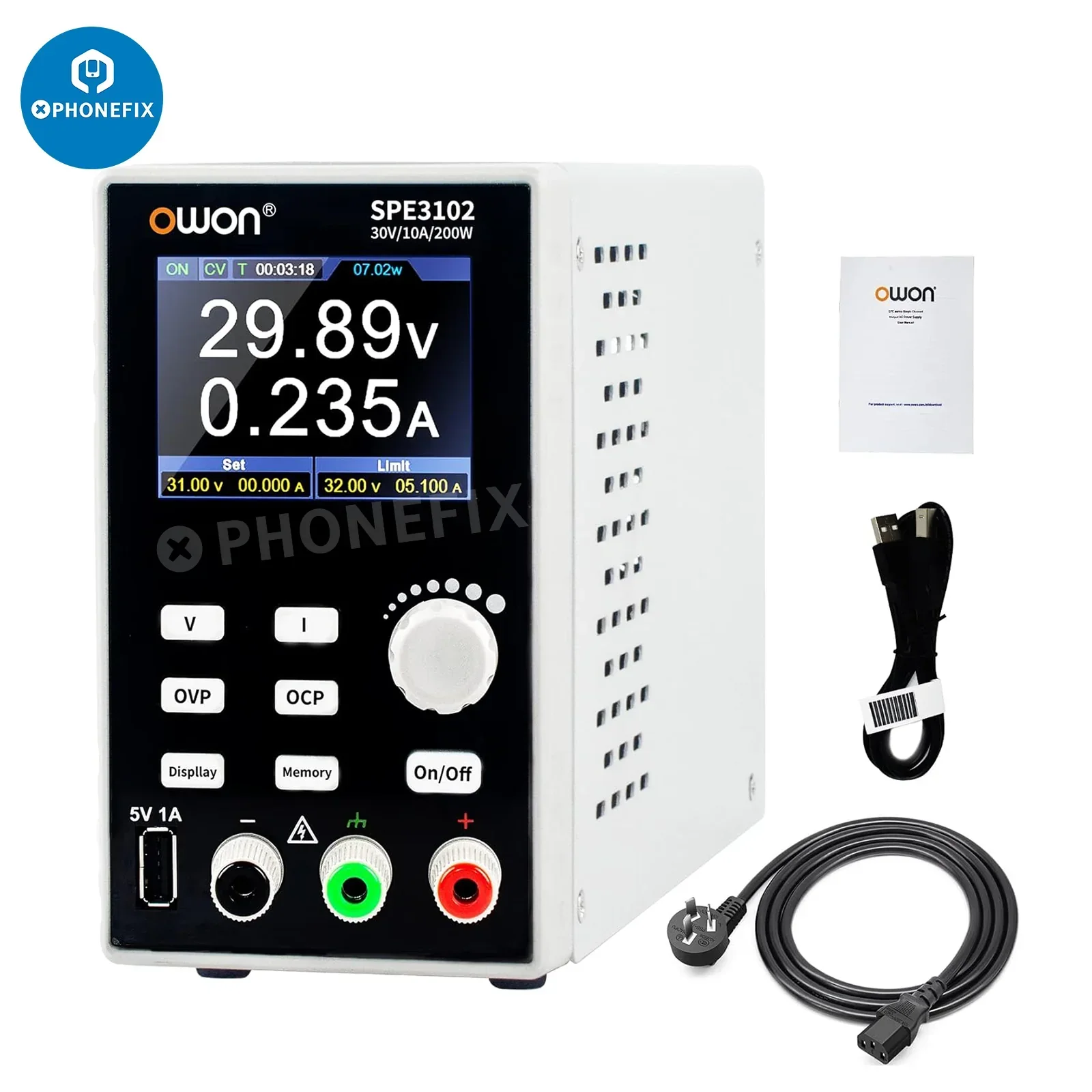 OWON SPE3102/3051 Programmable Lab DC Power Supply 0-30V 0-10A