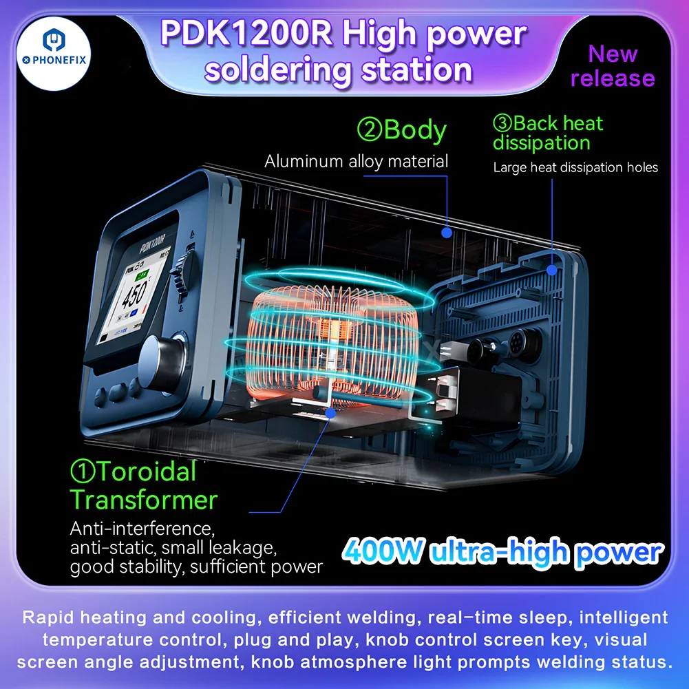PDK1200R 400W Soldering Station With T470 Handle C470 Iron Tips - Image 10