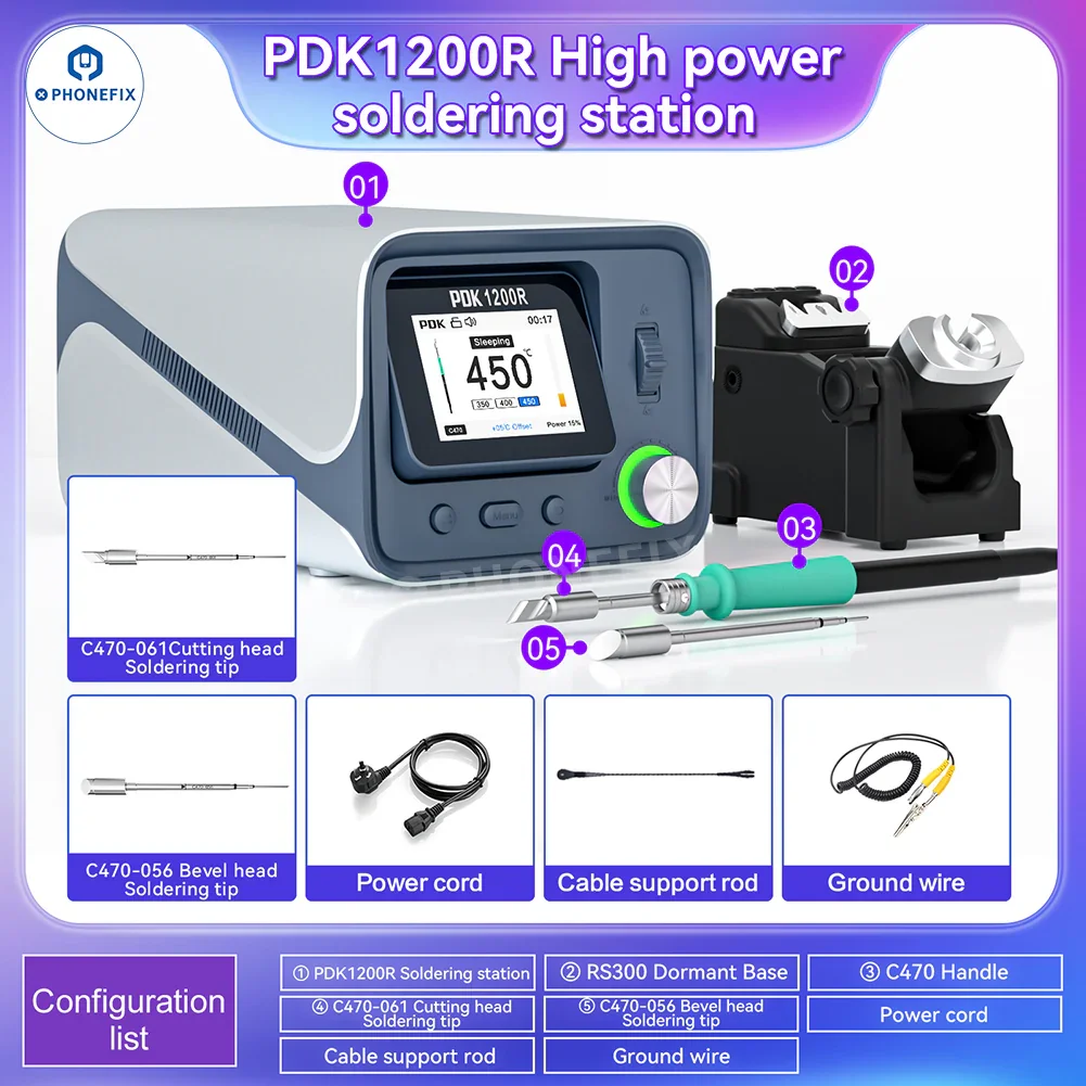 PDK1200R 400W Soldering Station With T470 Handle C470 Iron Tips - Image 11