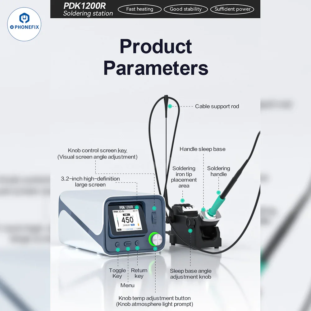 PDK1200R 400W Soldering Station With T470 Handle C470 Iron Tips - Image 13