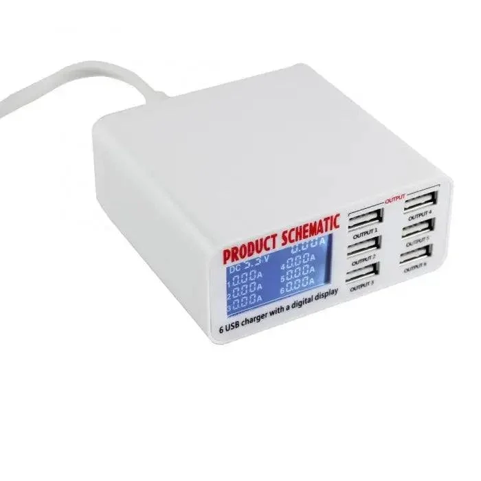 Phone USB Charging Station Digital Display 6 Port Phone USB Charger - Image 4