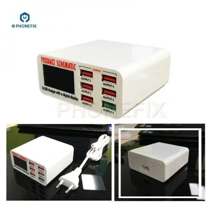 Phone USB Charging Station Digital Display 6 Port Phone USB Charger - Image 7