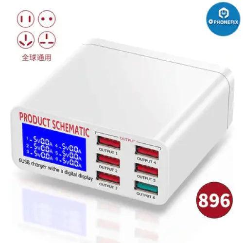 Phone USB Charging Station Digital Display 6 Port Phone USB Charger - Image 8