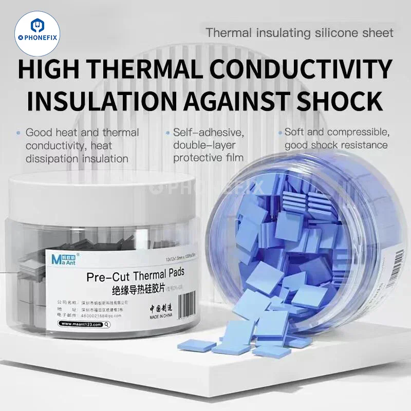 Pre-Cut Thermal Silicone Pads 12x12x1.5mm 100Pcs/Box For Soldering - Image 5