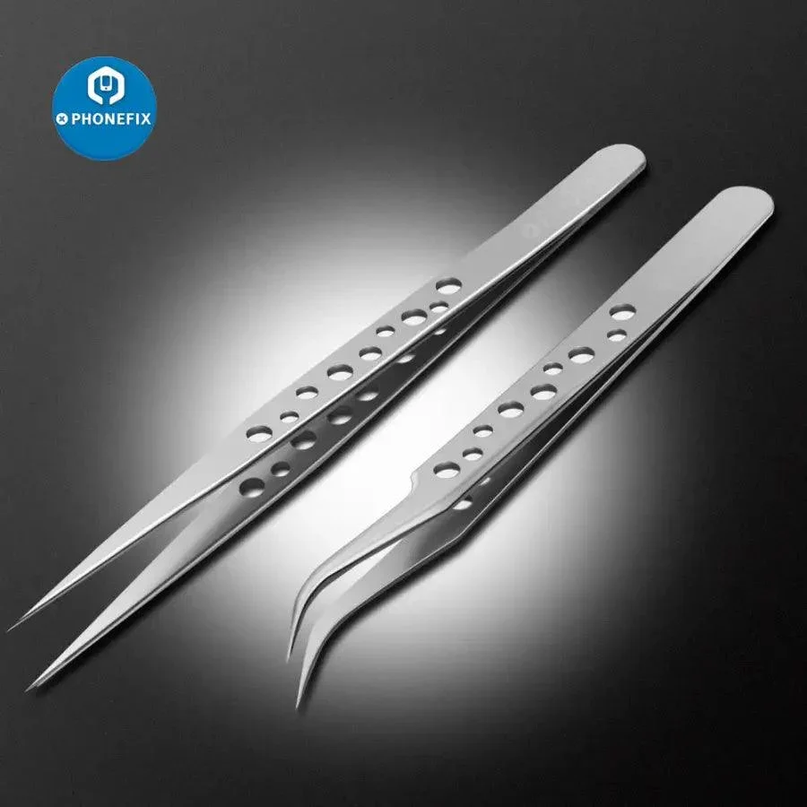 Precision Industrial Tweezers Curved Straight Tip Forceps Repair Tool - Image 4