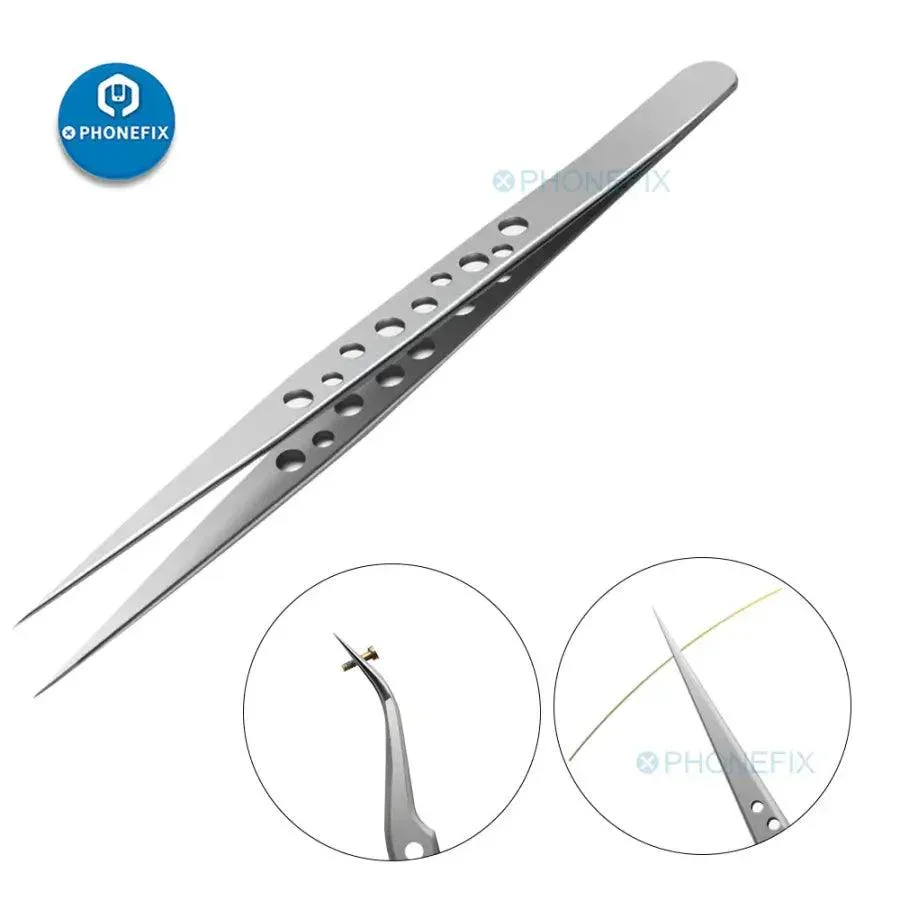 Precision Industrial Tweezers Curved Straight Tip Forceps Repair Tool - Image 5
