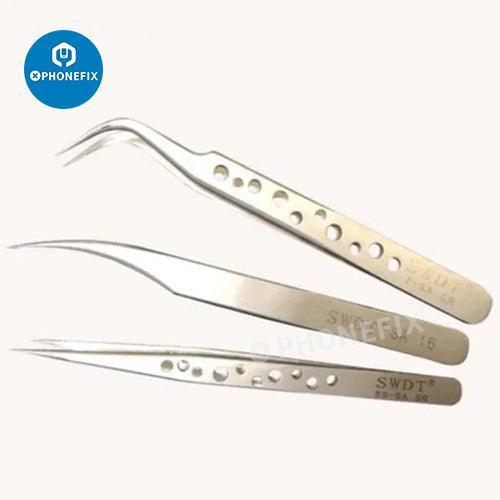 Precision Industrial Tweezers Curved Straight Tip Forceps Repair Tool - Image 8