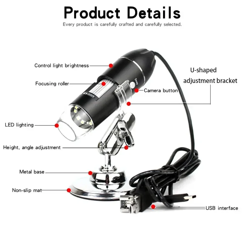 Professional 1000X 1600X USB Digital Microscope Endoscope Magnifier - Image 12
