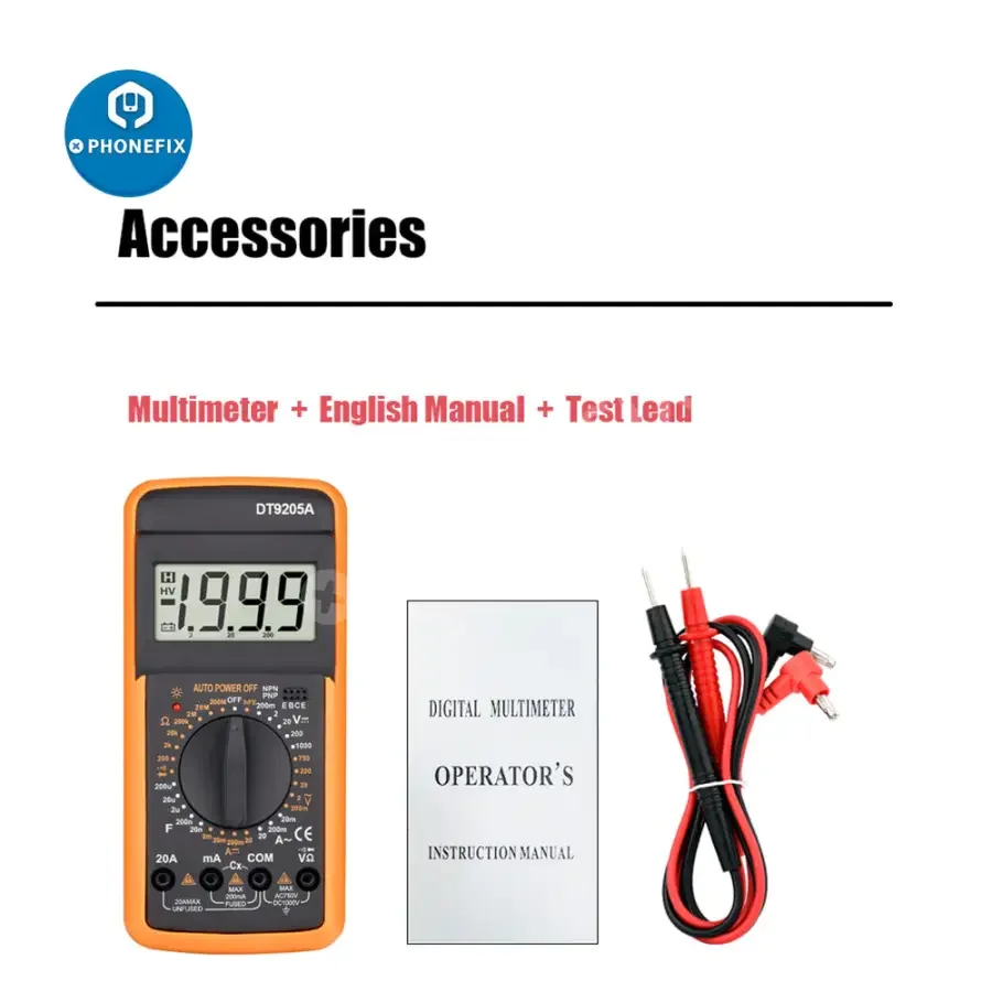 DT9205A Multimeter Voltage Current Resistance Capacitance Tester - Image 2