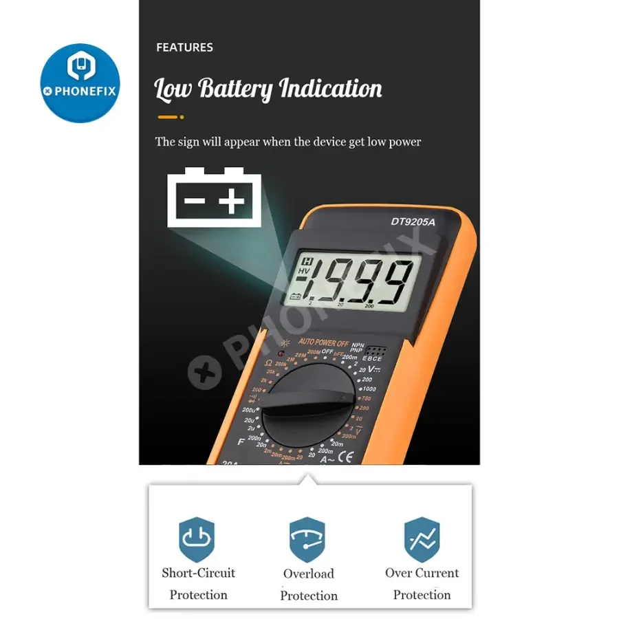 DT9205A Multimeter Voltage Current Resistance Capacitance Tester - Image 4