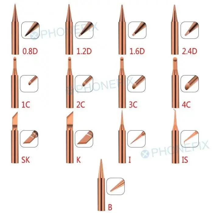 Pure-Copper 900M-T Soldering Iron Tips For 936 series Soldering Station - Image 2