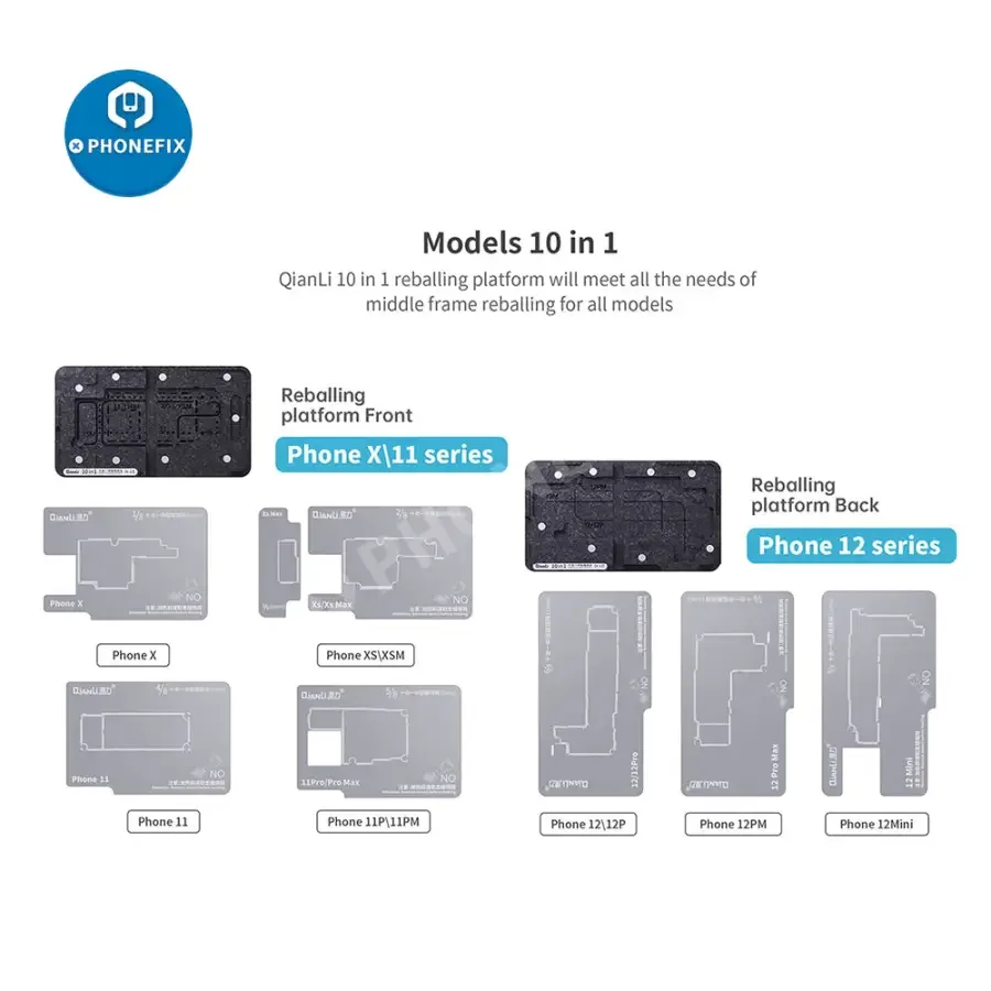 QIANLI 10 In 1 Middle Frame Reballing Platform For iPhone X-12 PM Repair - Image 2