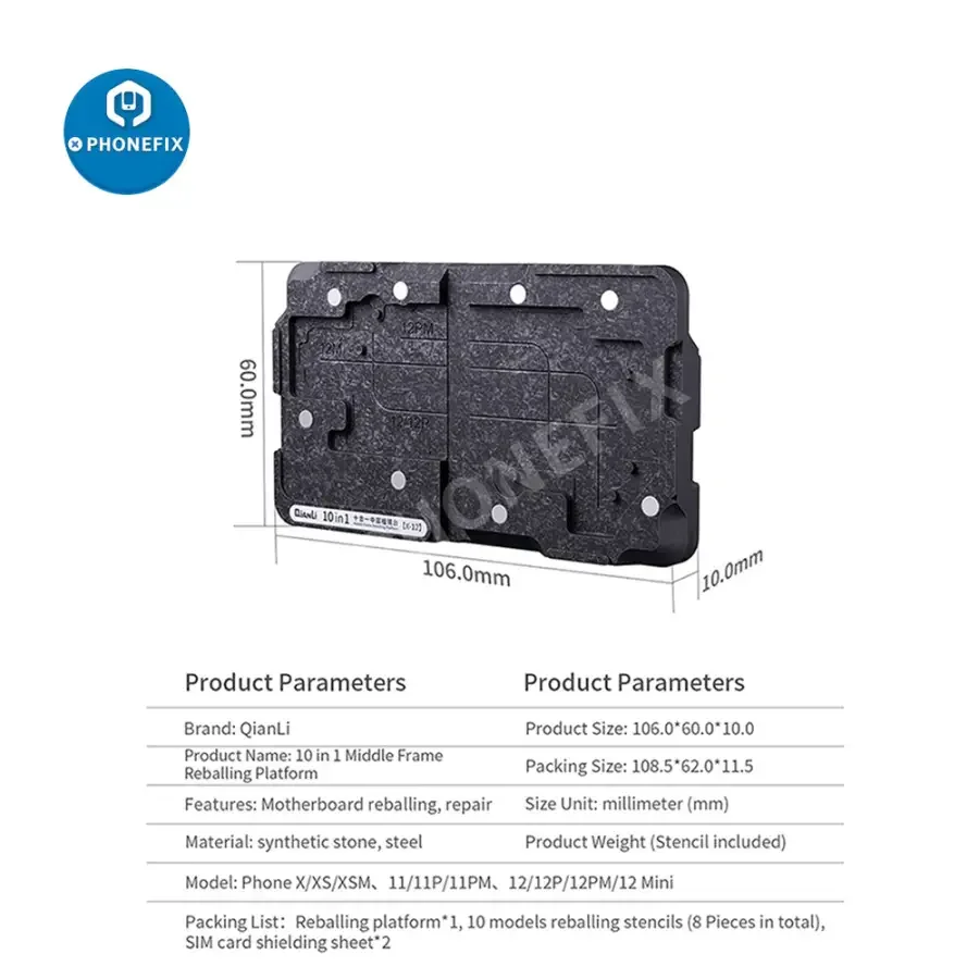 QIANLI 10 In 1 Middle Frame Reballing Platform For iPhone X-12 PM Repair - Image 7