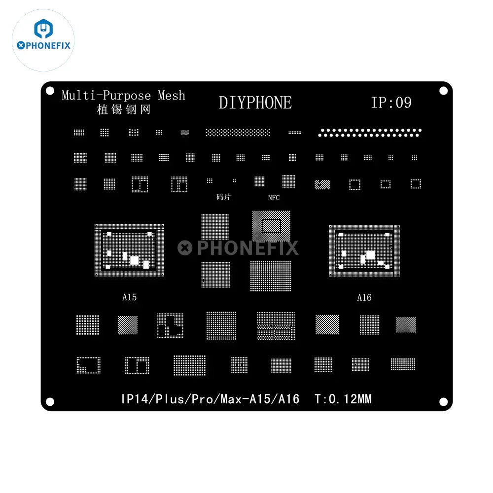 QianLi Black Steel BGA Reballing Stencil Kit For iPhone 6-17 Pro Max - Image 23
