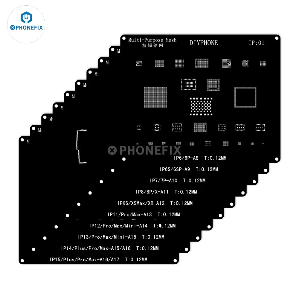 QianLi Black Steel BGA Reballing Stencil Kit For iPhone 6-17 Pro Max - Image 26